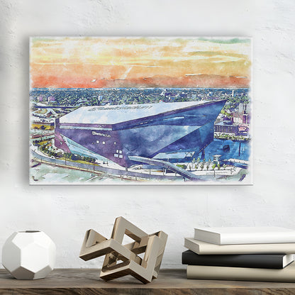 Vikings Football Stadium, US Bank Painting Stadium Watercolor, Sport Art, Gifts for him, Canvas Print Wall Art