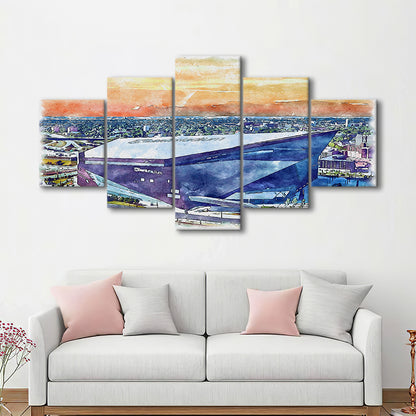 Vikings Football Stadium, US Bank Painting Stadium Watercolor, Sport Art, Mixed 5 Panel, Canvas Print Wall Art