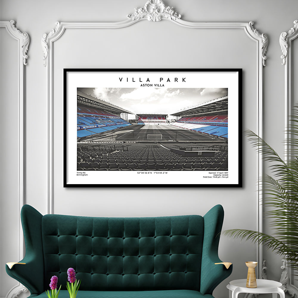 Villa Park Football Stadium Print, Aston Villa Wall England Football Art, Sport Art Print, Framed Art Print Wall Decor
