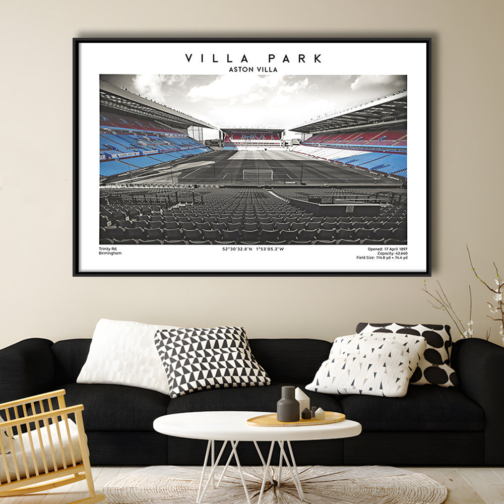 Villa Park Football Stadium Print, Aston Villa Wall England Football Art, Sport Art Print, Framed Canvas Print Wall Art