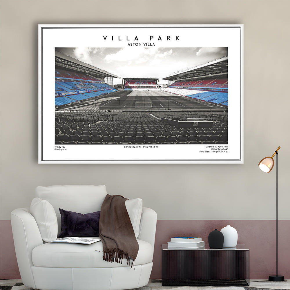 Villa Park Football Stadium Print, Aston Villa Wall England Football Art, Sport Art Print, Framed Canvas Print Wall Art