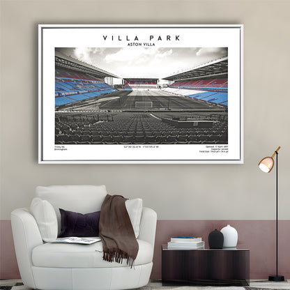 Villa Park Football Stadium Print, Aston Villa Wall England Football Art, Sport Art Print, Framed Canvas Print Wall Art