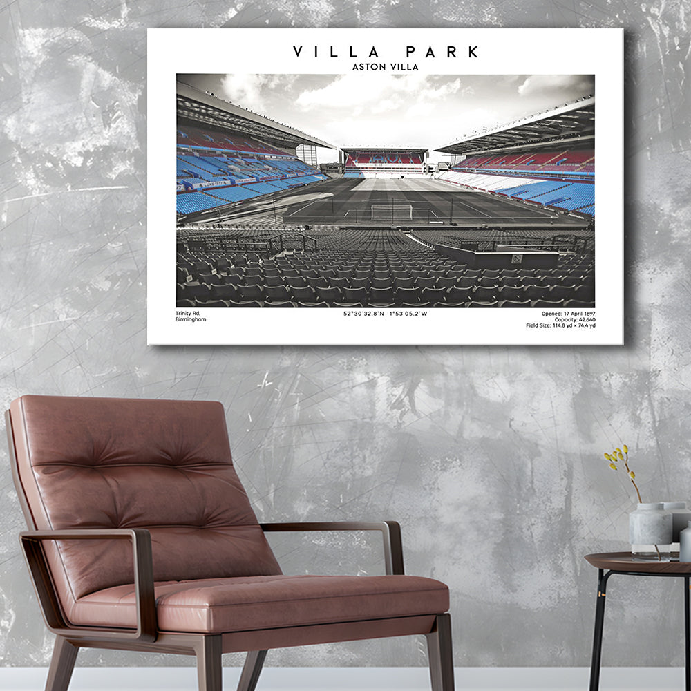 Villa Park Football Stadium Print, Aston Villa Wall England Football Art, Sport Art Print, Canvas Print Wall Art, Man Cave Gift