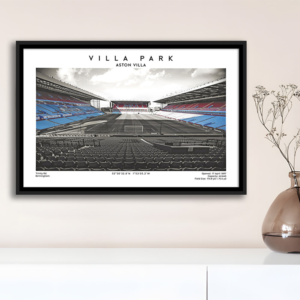 Villa Park Football Stadium Print, Aston Villa Wall England Football Art, Sport Art Print, Framed Canvas Print Wall Art