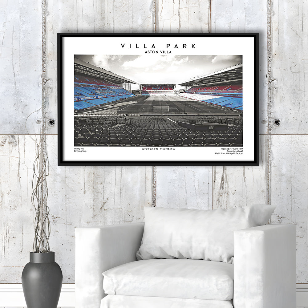 Villa Park Football Stadium Print, Aston Villa Wall England Football Art, Sport Art Print, Framed Canvas Print Wall Art