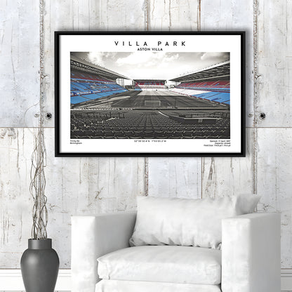 Villa Park Football Stadium Print, Aston Villa Wall England Football Art, Sport Art Print, Framed Canvas Print Wall Art