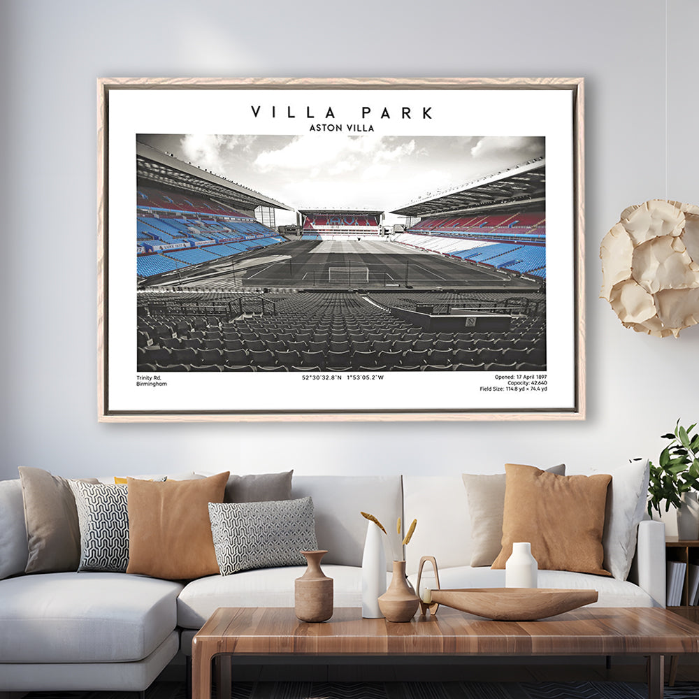 Villa Park Football Stadium Print, Aston Villa Wall England Football Art, Sport Art Print, Framed Canvas Print Wall Art