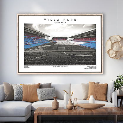 Villa Park Football Stadium Print, Aston Villa Wall England Football Art, Sport Art Print, Framed Canvas Print Wall Art