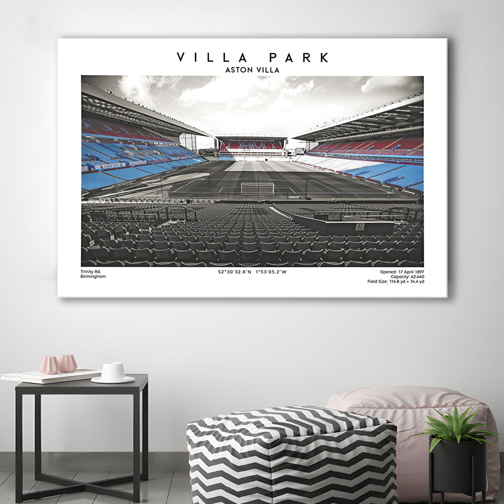 Villa Park Football Stadium Print, Aston Villa Wall England Football Art, Sport Art Print, Canvas Print Wall Art, Man Cave Gift