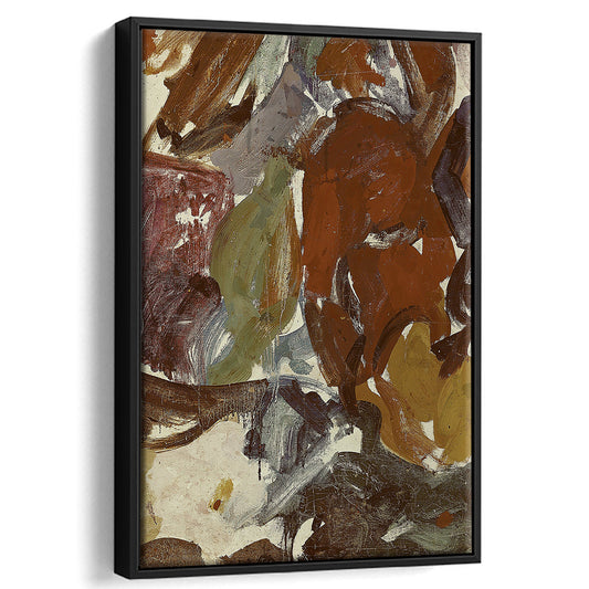 Vintage Abstract Botanical Framed Canvas Print Wall Art, Colorful Floral Bouquet Oil Painting Print, Aesthetic Wall Art