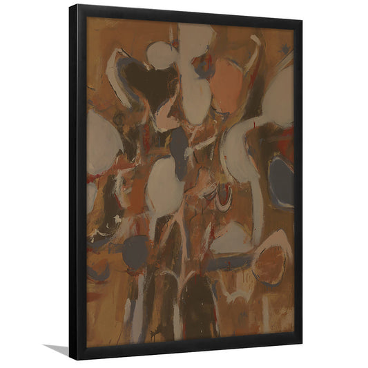 Vintage Abstract Botanical Framed Art Print Wall Decor, Muted Floral Bouquet Oil Painting Modern Farmhouse Cottagecore Decor
