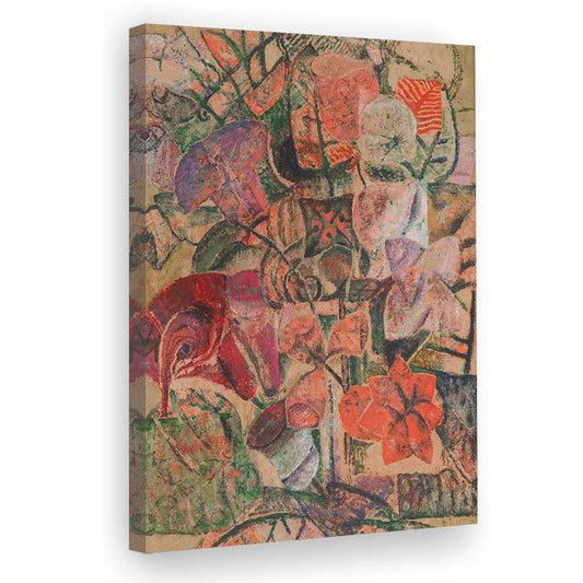 Vintage Abstract Botanical Canvas Print Wall Art, Unique Abstract Floral Bouquet Oil Painting Grandmillennial Aesthetic