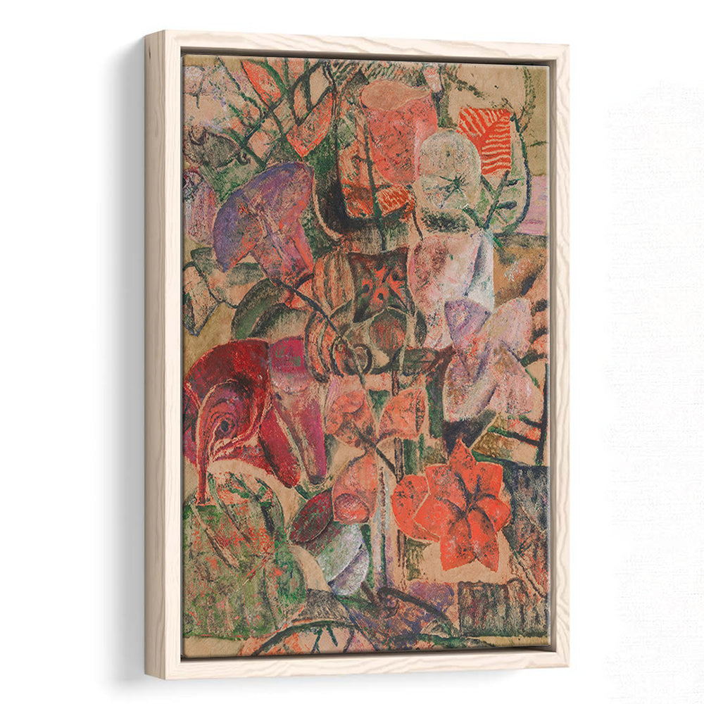 Vintage Abstract Botanical Framed Canvas Print Wall Art, Unique Abstract Floral Bouquet Oil Painting Grandmillennial Aesthetic