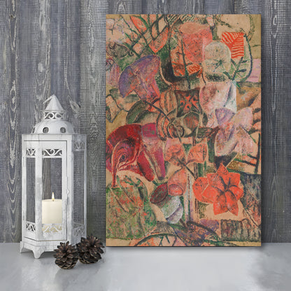 Vintage Abstract Botanical Canvas Print Wall Art, Unique Abstract Floral Bouquet Oil Painting Grandmillennial Aesthetic