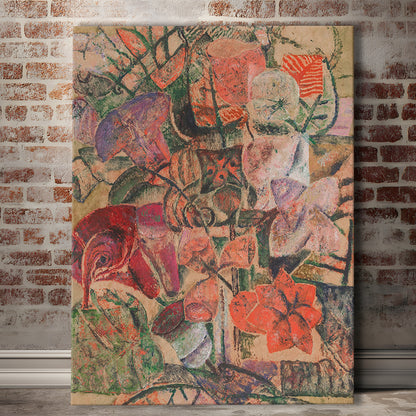 Vintage Abstract Botanical Canvas Print Wall Art, Unique Abstract Floral Bouquet Oil Painting Grandmillennial Aesthetic