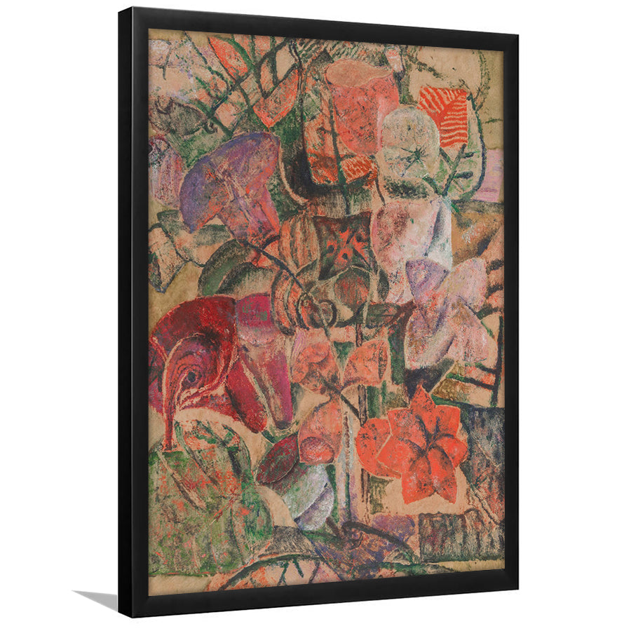 Vintage Abstract Botanical Framed Art Print Wall Decor, Unique Abstract Floral Bouquet Oil Painting Grandmillennial Aesthetic