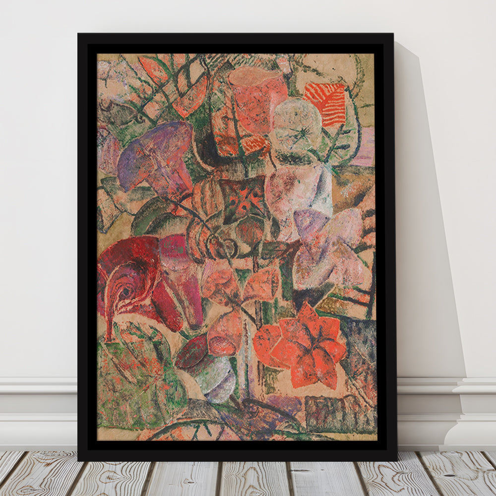 Vintage Abstract Botanical Framed Canvas Print Wall Art, Unique Abstract Floral Bouquet Oil Painting Grandmillennial Aesthetic