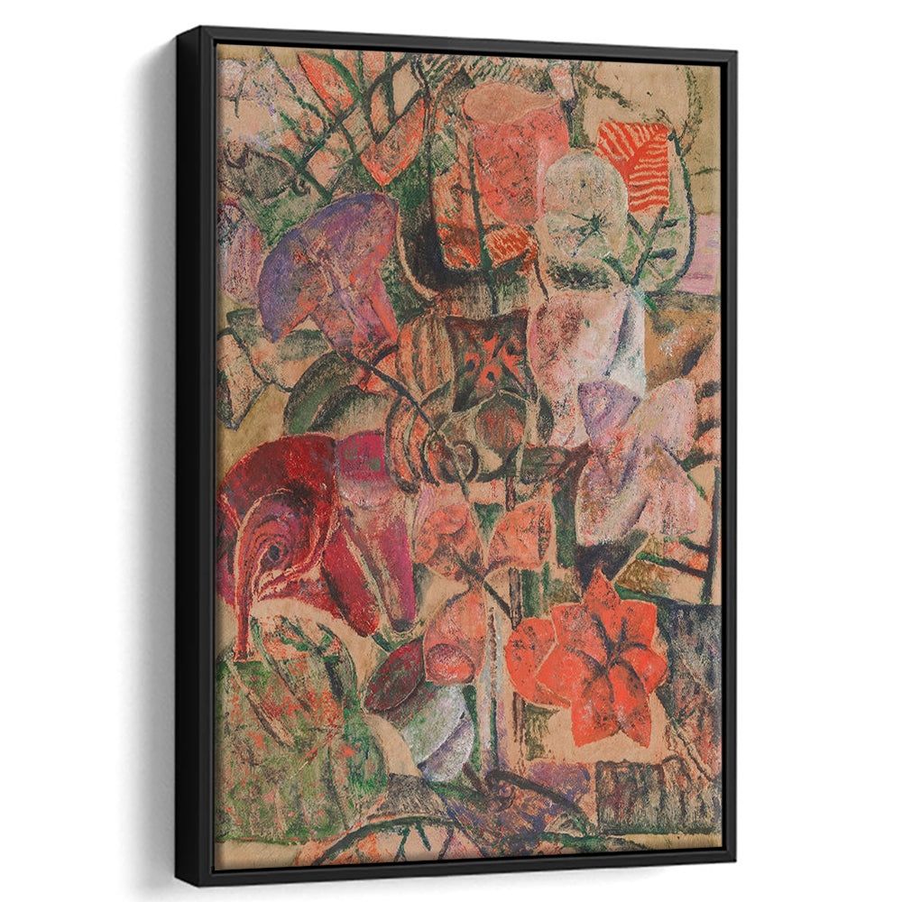 Vintage Abstract Botanical Framed Canvas Print Wall Art, Unique Abstract Floral Bouquet Oil Painting Grandmillennial Aesthetic