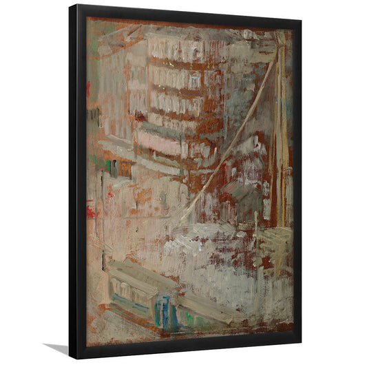Vintage Abstract Landscape Painting Farmhouse Wall Decor Gallery Framed Art Print Wall Decor, Warm Tones
