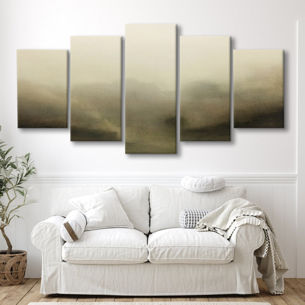 Vintage Abstract Landscape Mixed Canvas Print Wall Art, Large Landscape Mixed Canvas Print Wall Art, Fine Art Print
