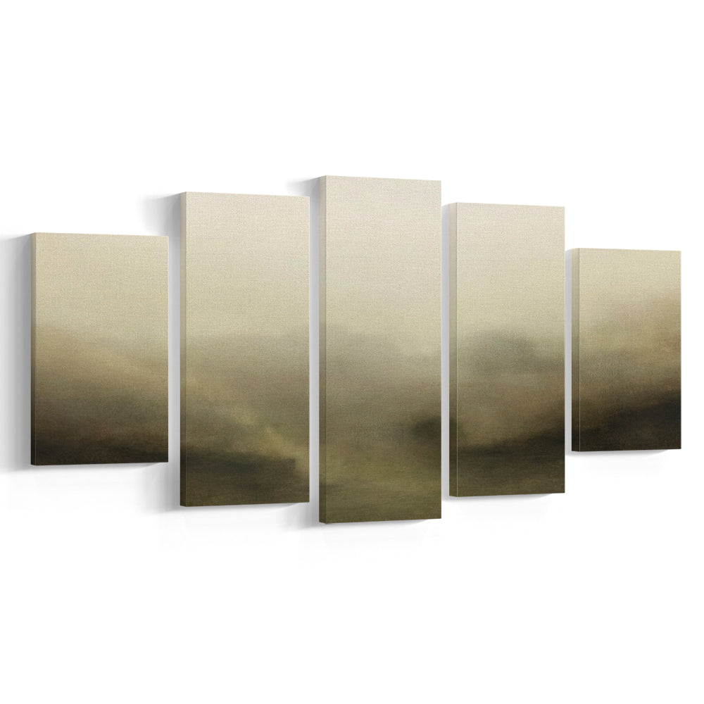 Vintage Abstract Landscape Mixed Canvas Print Wall Art, Large Landscape Mixed Canvas Print Wall Art, Fine Art Print