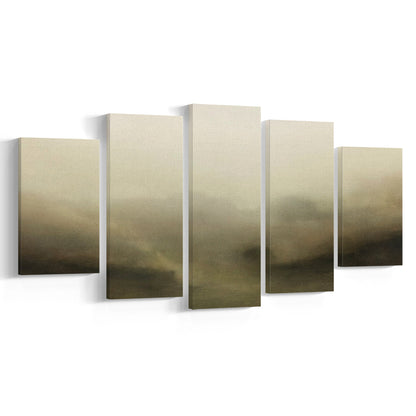 Vintage Abstract Landscape Mixed Canvas Print Wall Art, Large Landscape Mixed Canvas Print Wall Art, Fine Art Print
