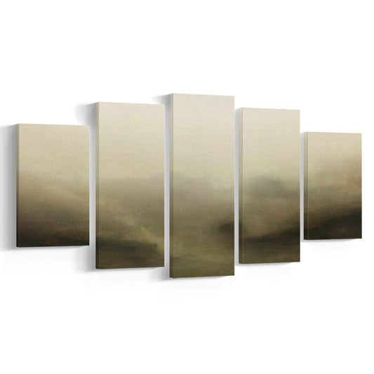 Vintage Abstract Landscape Mixed Canvas Print Wall Art, Large Landscape Mixed Canvas Print Wall Art, Fine Art Print