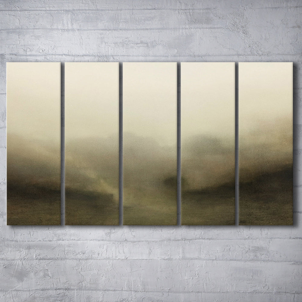 Vintage Abstract Landscape 5 Panels Canvas Print Wall Art, Large Landscape 5 Panels Canvas Print Wall Art, Fine Art Print