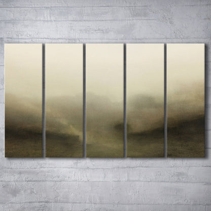 Vintage Abstract Landscape 5 Panels Canvas Print Wall Art, Large Landscape 5 Panels Canvas Print Wall Art, Fine Art Print