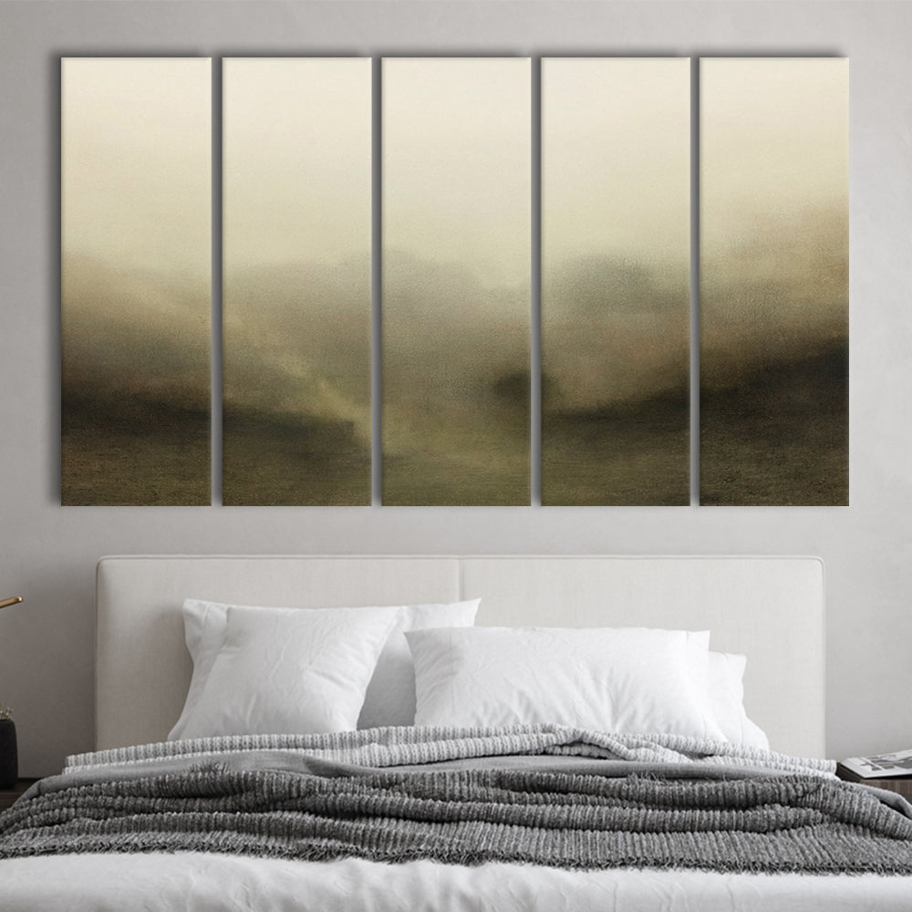 Vintage Abstract Landscape 5 Panels Canvas Print Wall Art, Large Landscape 5 Panels Canvas Print Wall Art, Fine Art Print