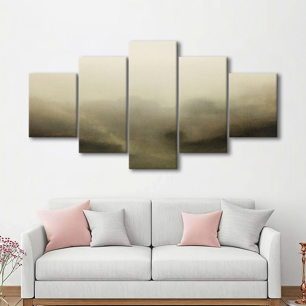 Vintage Abstract Landscape Mixed Canvas Print Wall Art, Large Landscape Mixed Canvas Print Wall Art, Fine Art Print
