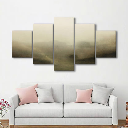 Vintage Abstract Landscape Mixed Canvas Print Wall Art, Large Landscape Mixed Canvas Print Wall Art, Fine Art Print
