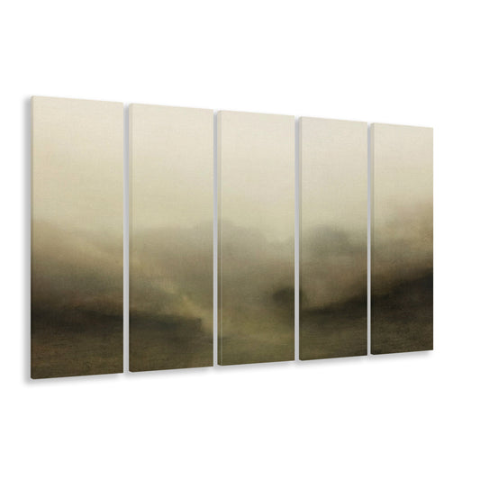 Vintage Abstract Landscape 5 Panels Canvas Print Wall Art, Large Landscape 5 Panels Canvas Print Wall Art, Fine Art Print