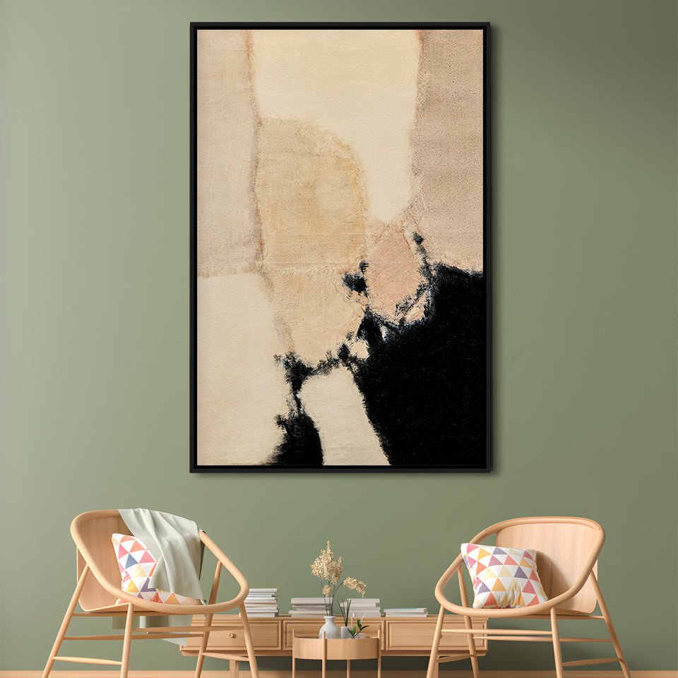 Vintage Abstract Oil Painting Modern Framed Canvas Print Wall Art, Antique Art Print Boho Framed Canvas