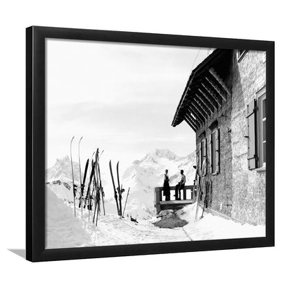 Vintage Apres Ski, Black and White, Skiing Print, Vintage Ski Photo Print, Ski Wall Art, Framed Art Print Wall Decor