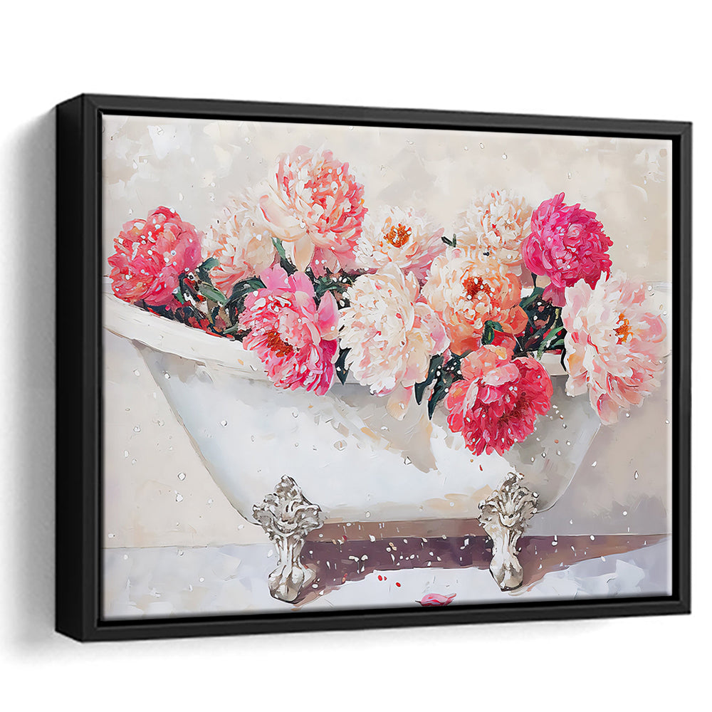 Vintage Bathroom Art Print Painting Antique Bathroom Painting, Framed Canvas Print Wall Art, Floating Frame