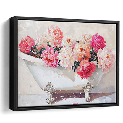 Vintage Bathroom Art Print Painting Antique Bathroom Painting, Framed Canvas Print Wall Art, Floating Frame