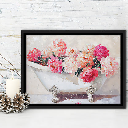Vintage Bathroom Art Print Painting Antique Bathroom Painting, Framed Canvas Print Wall Art, Floating Frame