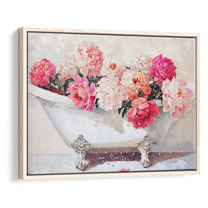 Vintage Bathroom Art Print Painting Antique Bathroom Painting, Framed Canvas Print Wall Art, Floating Frame
