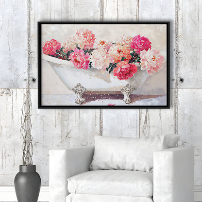 Vintage Bathroom Art Print Painting Antique Bathroom Painting, Framed Canvas Print Wall Art, Floating Frame