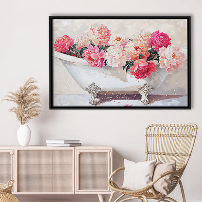 Vintage Bathroom Art Print Painting Antique Bathroom Painting, Framed Canvas Print Wall Art, Floating Frame