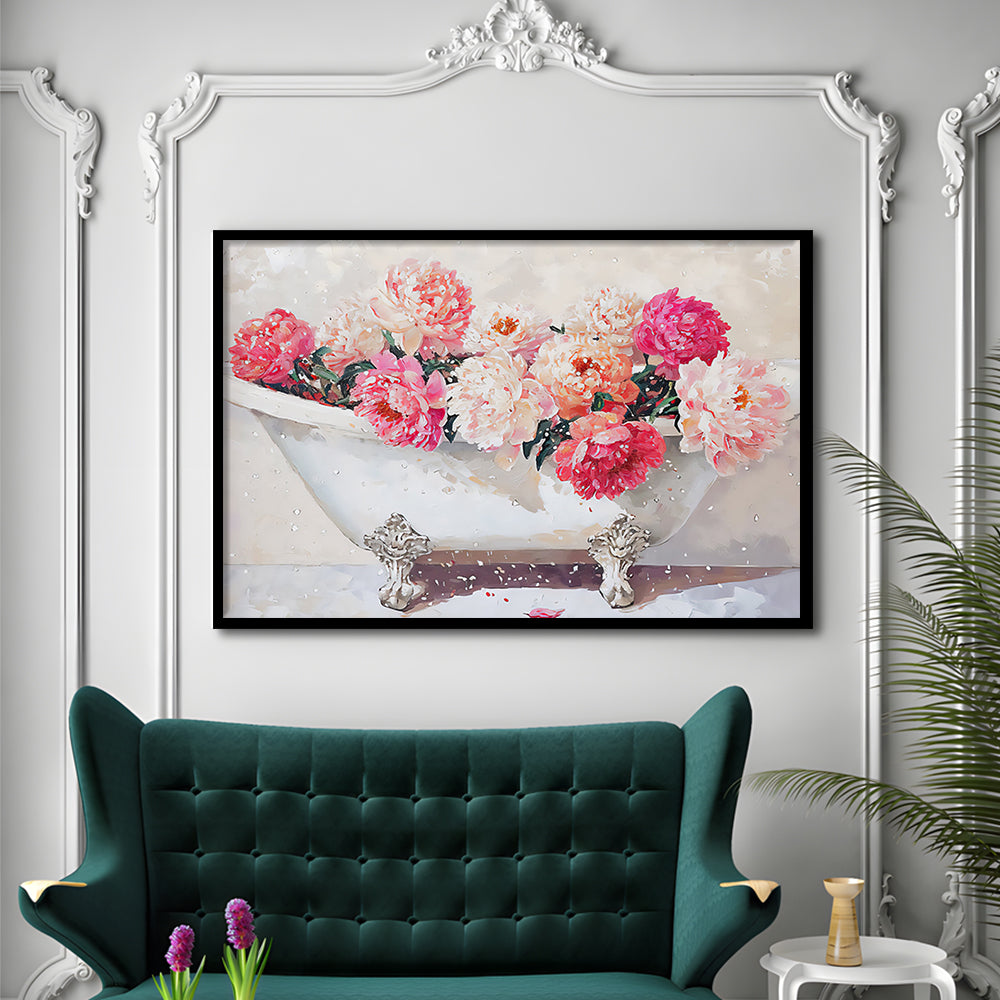 Vintage Bathroom Art Print Painting Antique Bathroom Painting, Framed Art Print Wall Decor, Picture Framed