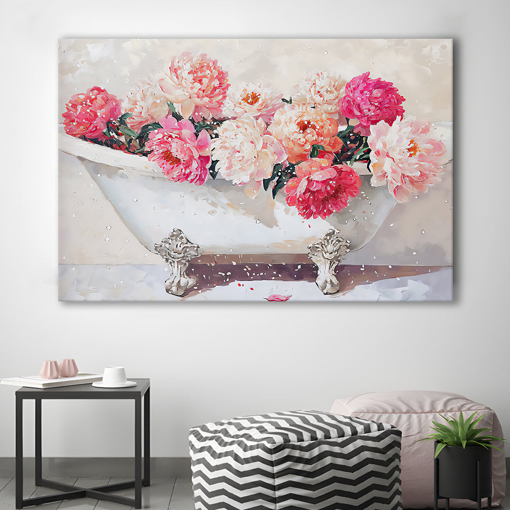 Vintage Bathroom Art Print Painting Antique Bathroom Painting, Canvas Print Wall Art, Wall Decor, Painting Canvas