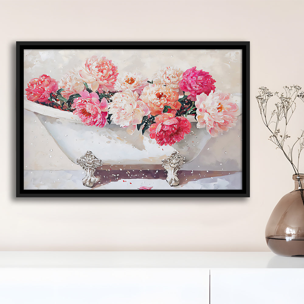 Vintage Bathroom Art Print Painting Antique Bathroom Painting, Framed Canvas Print Wall Art, Floating Frame