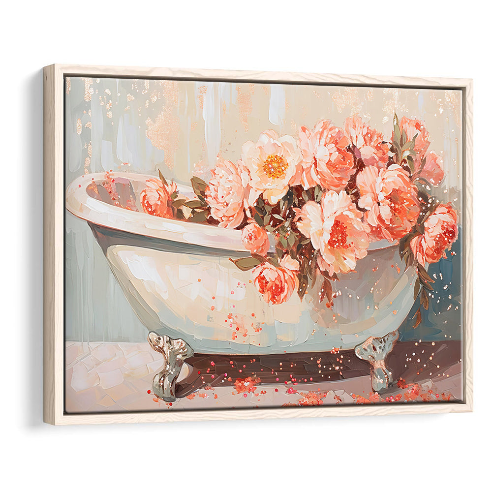 Vintage Bathroom Art Print Painting  Bathroom Painting, Framed Canvas Print Wall Art, Floating Frame