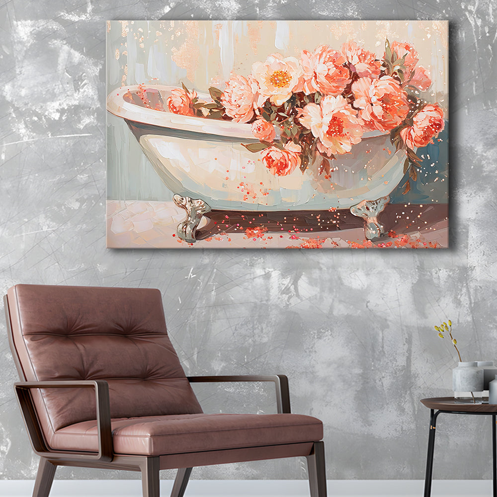 Vintage Bathroom Art Print Painting  Bathroom Painting, Canvas Print Wall Art, Wall Decor, Painting Canvas