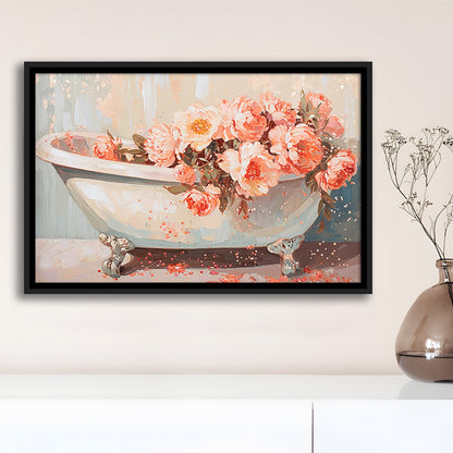 Vintage Bathroom Art Print Painting  Bathroom Painting, Framed Canvas Print Wall Art, Floating Frame
