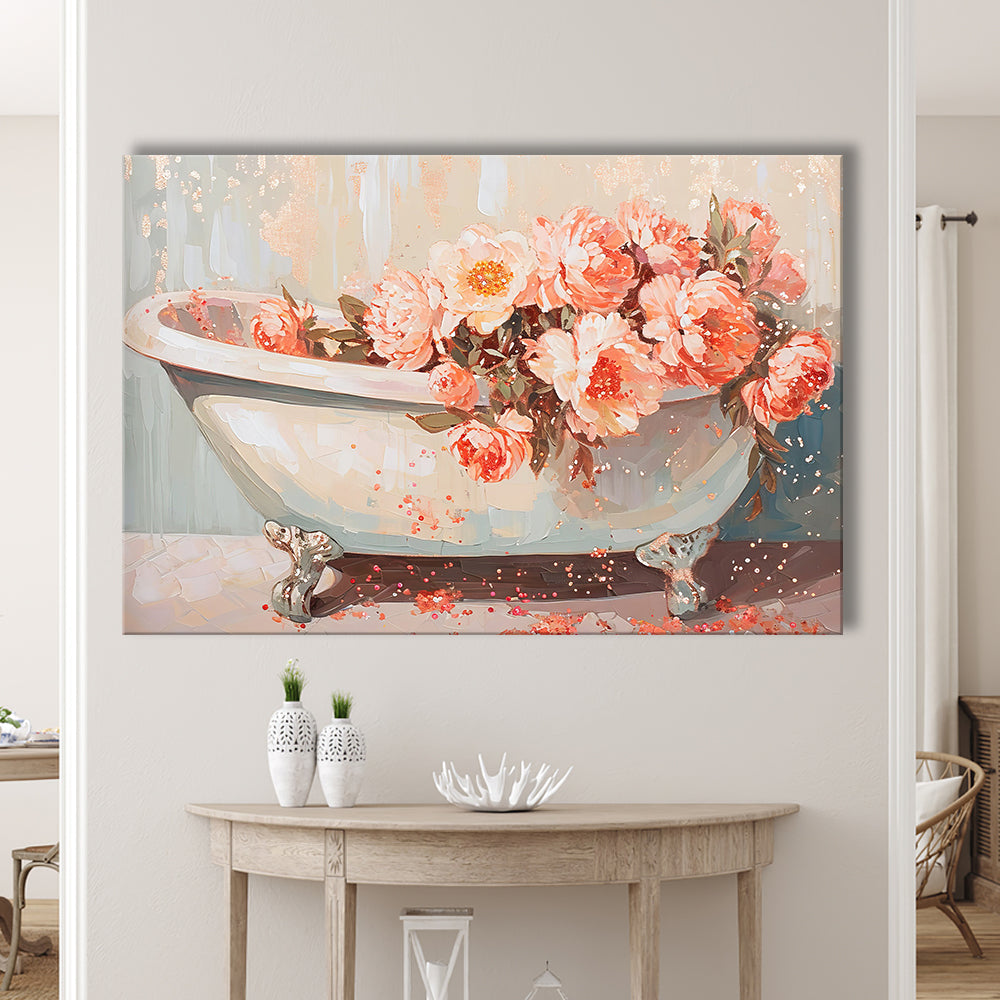 Vintage Bathroom Art Print Painting  Bathroom Painting, Canvas Print Wall Art, Wall Decor, Painting Canvas