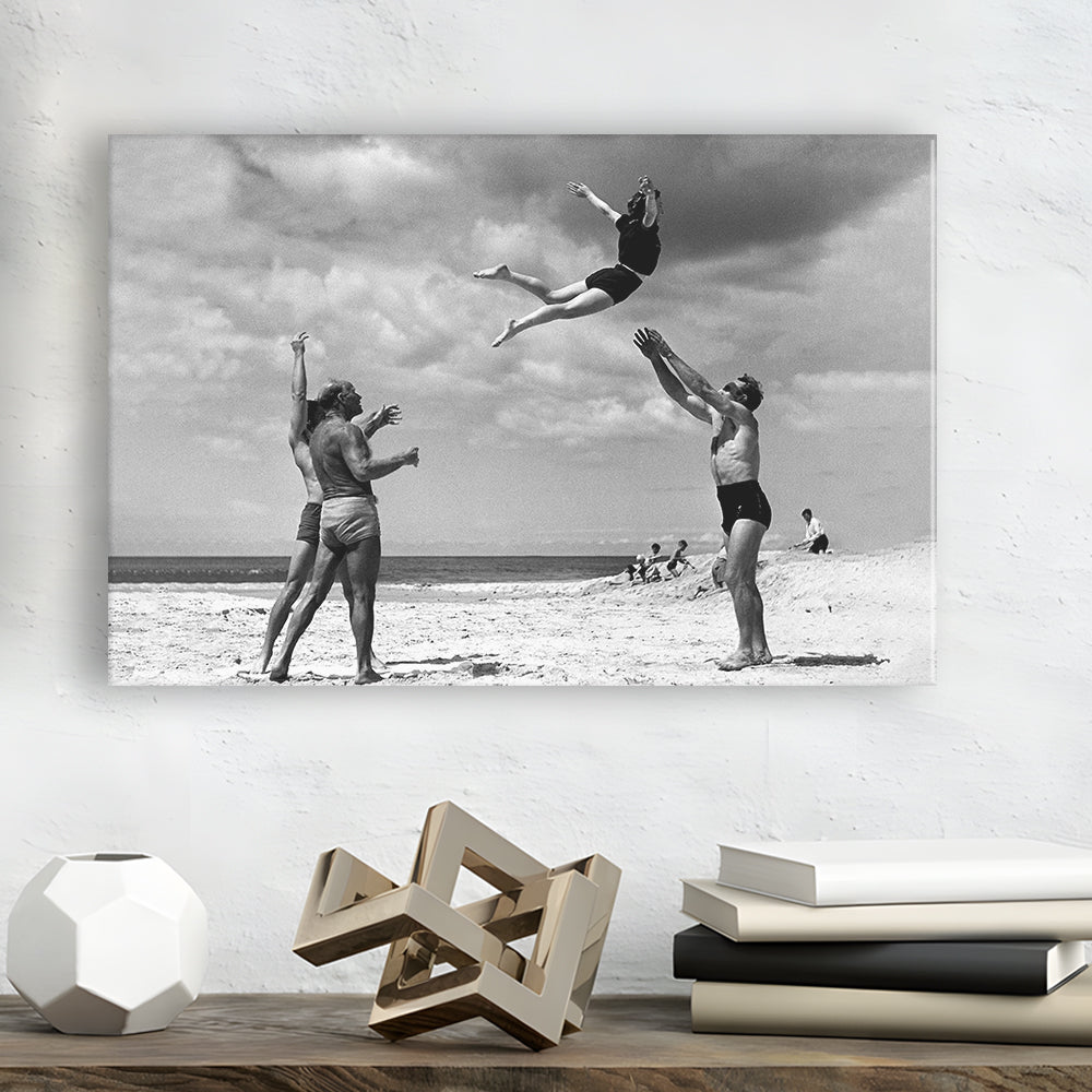 Vintage Beach Print, Black and White, Retro Wall Art, Summer Beach Art, Canvas Print Wall Art Decor
