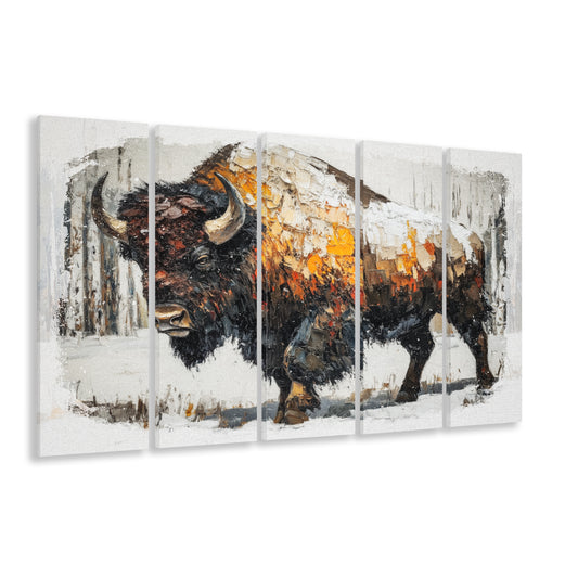 Vintage Bison Oil Painting Art, Canvas Art Print, Painting Art, Multi Panels Canvas Print Wall Art